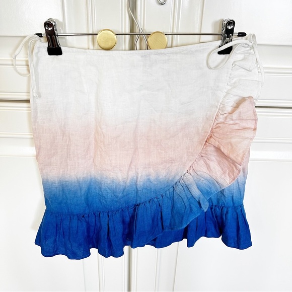 Young Fabulous & Broke Women’s Flutter Dip Dye Linen Ruffle Wrap Mini Skirt Sz S - Picture 9 of 13